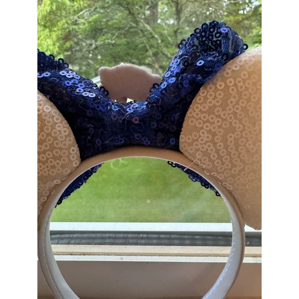 Handmade Disney Cruise Inspired Nautical Mickey Mouse Ears Headband Sequin Bow